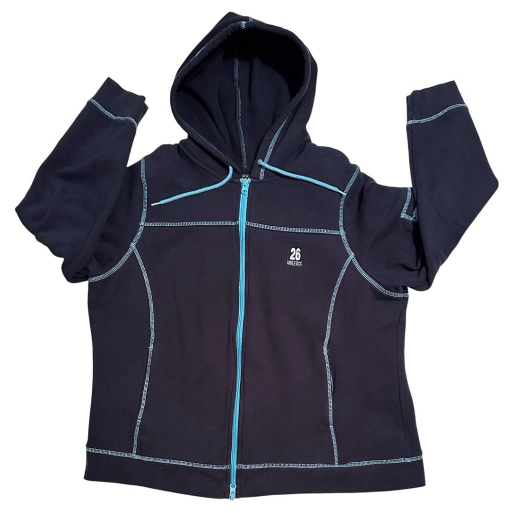Route 66 Sweatshirt Hoodie Zip Jacket Womens 1X BLUE Zip Pockets Activewear